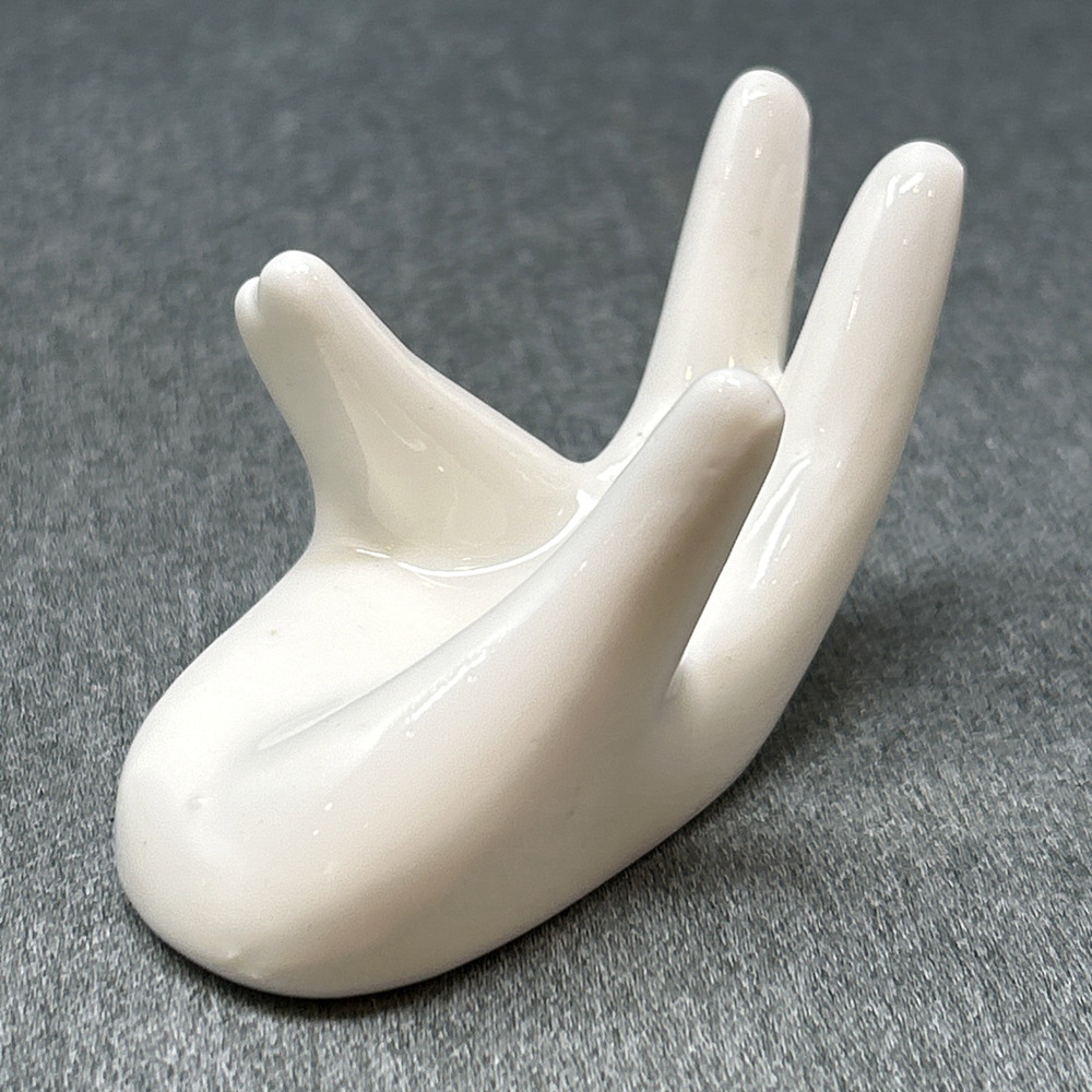 Small Ceramic Hand Figure Ring Holder Vanity Decor Sensual Trinket Dish